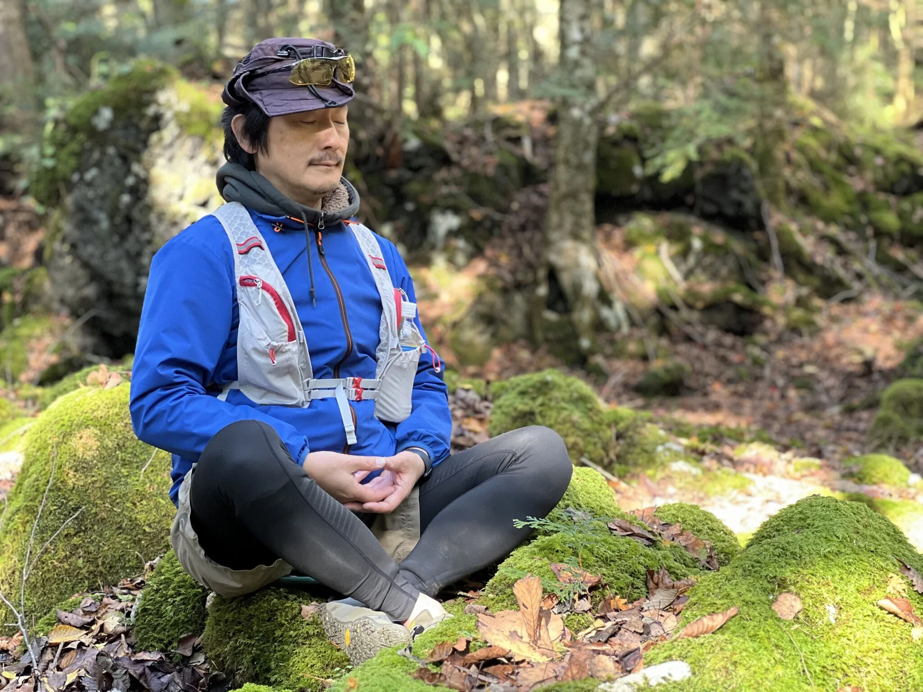 Kouji Miki in contemplative practice near Mount Fuji